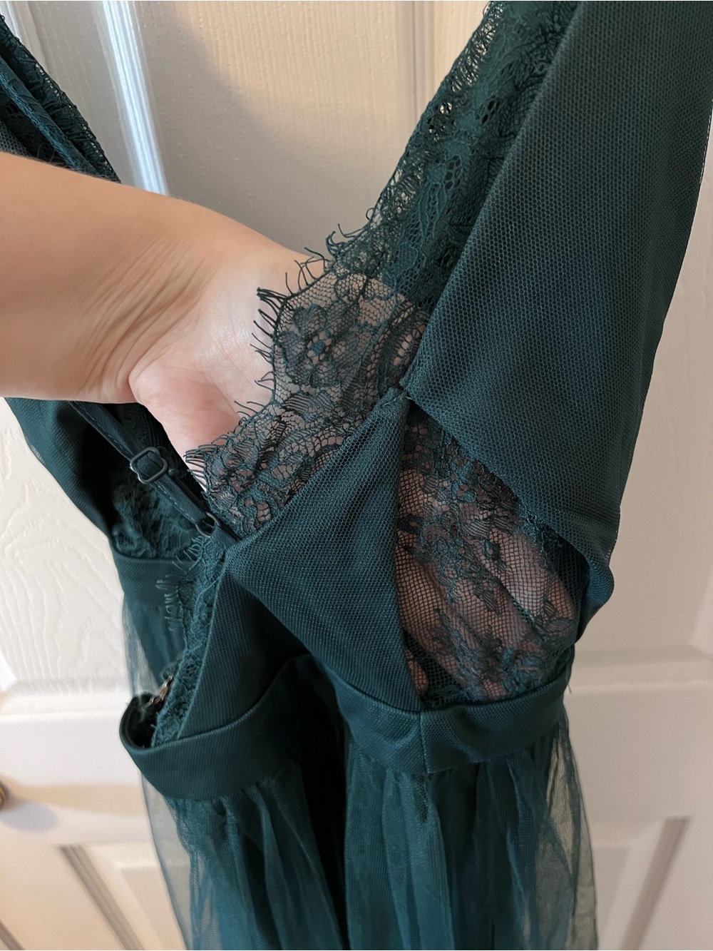 Lulus Dress Forever Impressing Dark Green Tulle Maxi Gown Prom Wedding Guest - Picture 11 of 16